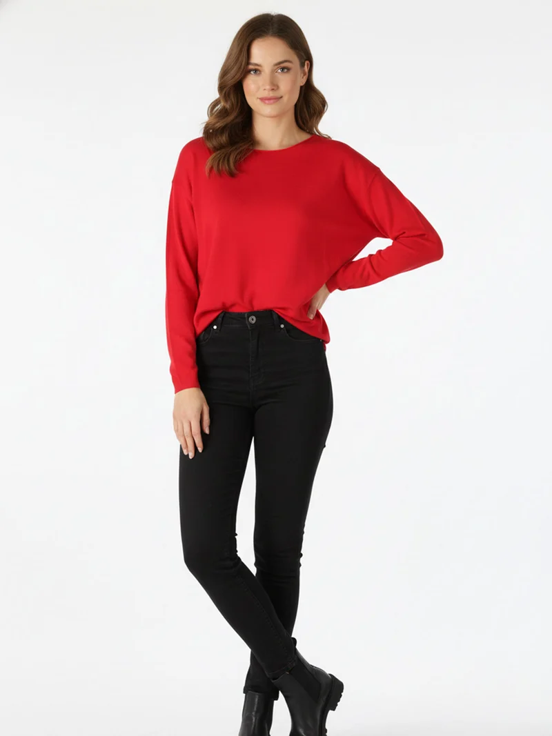 Pullover donna oversize in maglia - rosso