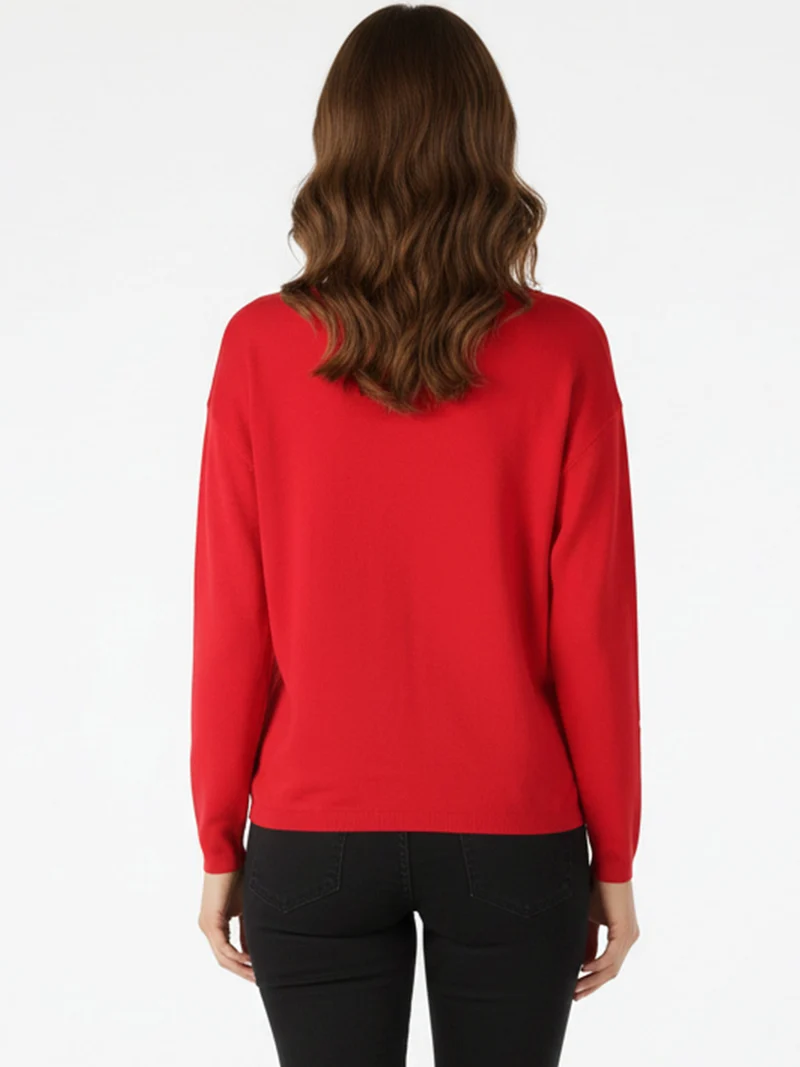 Pullover donna oversize in maglia - rosso