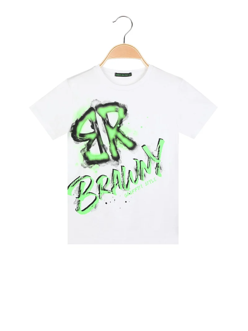T-shirt manica corta da bambino in cotone - bianco
