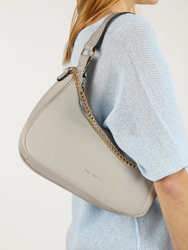 Mini borsa a mezzaluna con catena - grigio