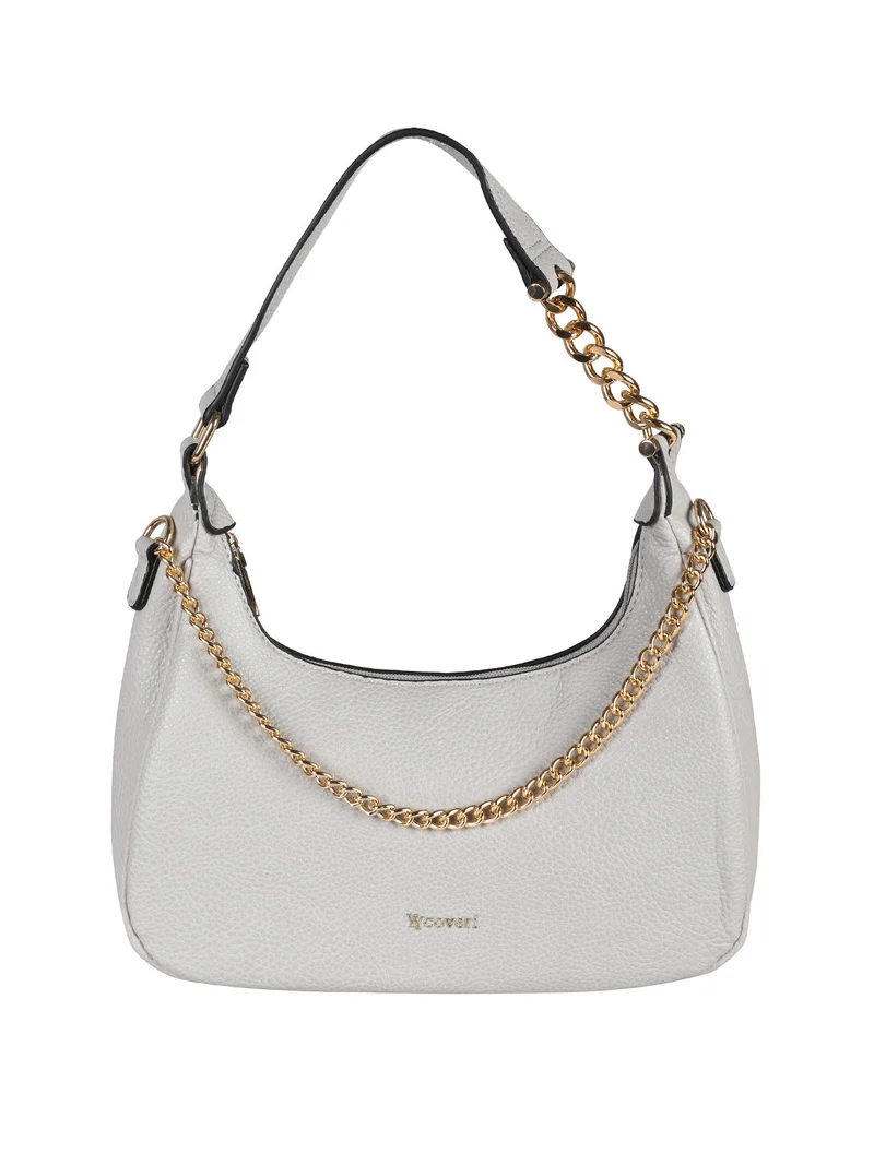 Mini borsa a mezzaluna con catena - grigio