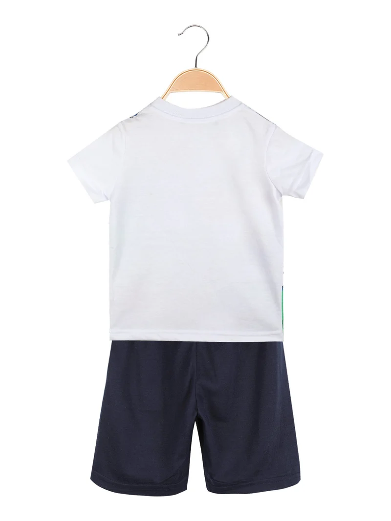 Completo corto 2 pezzi da neonato t-shirt e bermuda - bianco