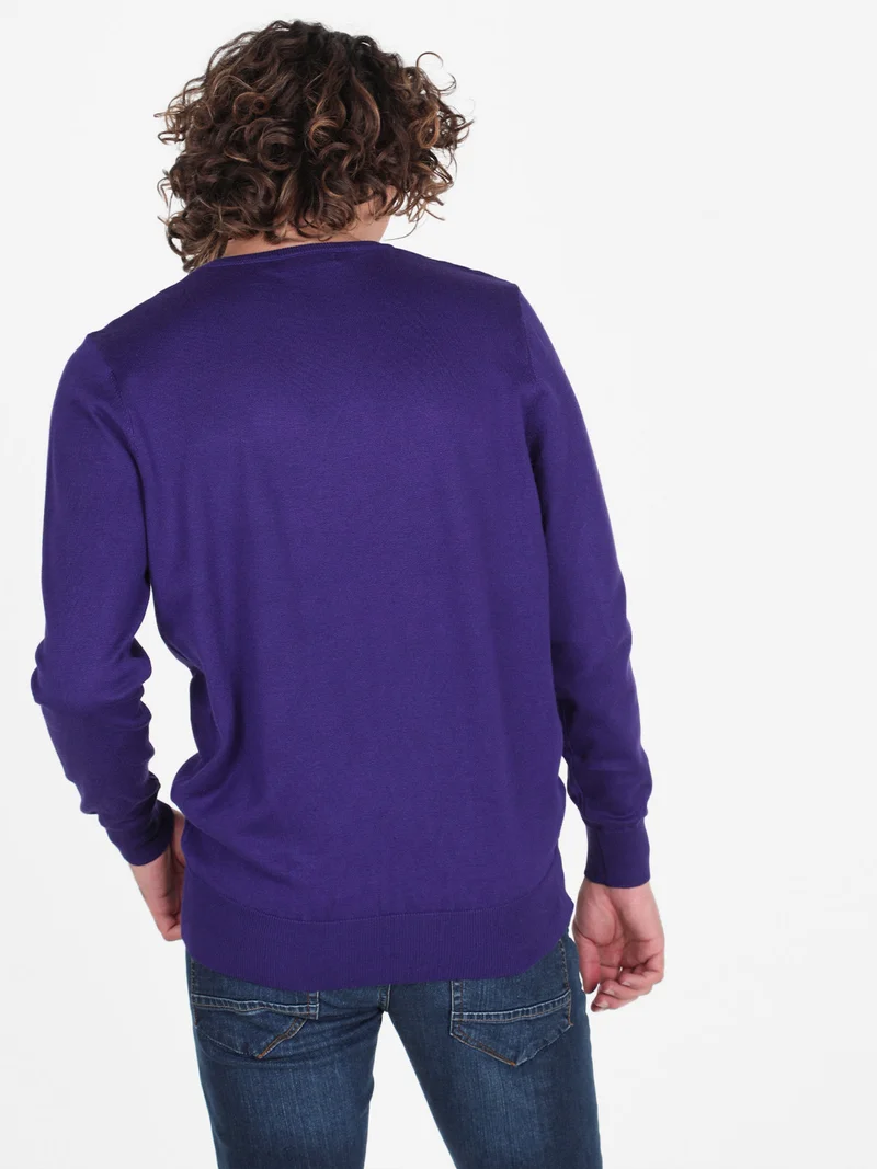 Pullover girocollo da uomo in maglia - viola