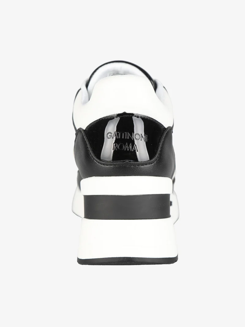 Sneakers donna con zeppa e stampe - nero