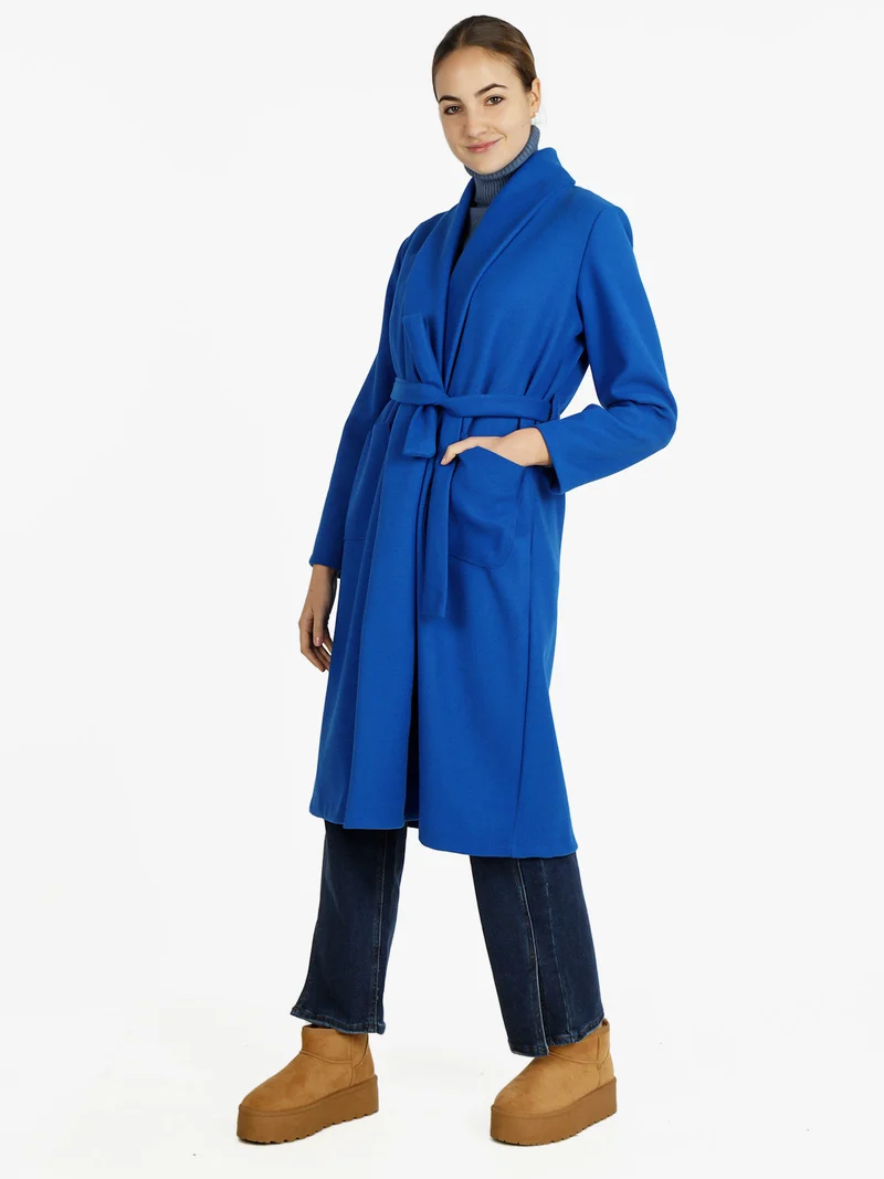 Cappotto classico donna con cintura - bluette