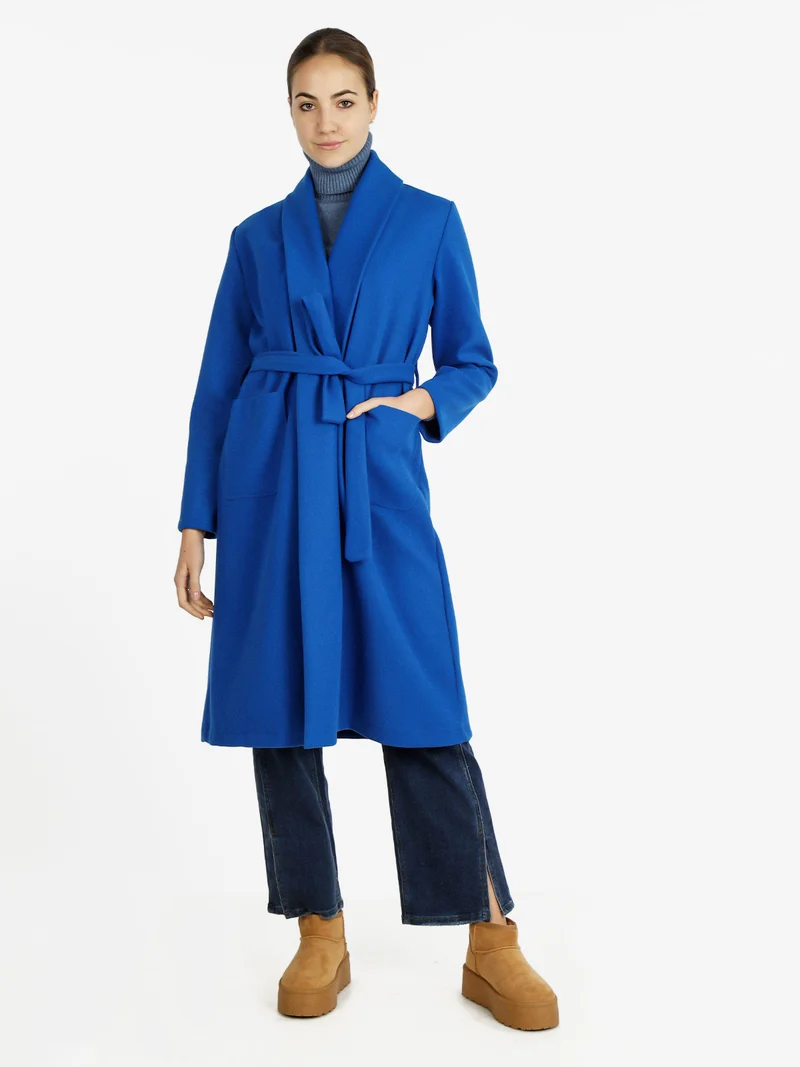 Cappotto classico donna con cintura - bluette