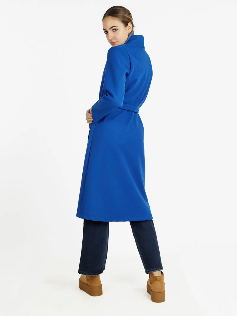 Cappotto classico donna con cintura - bluette