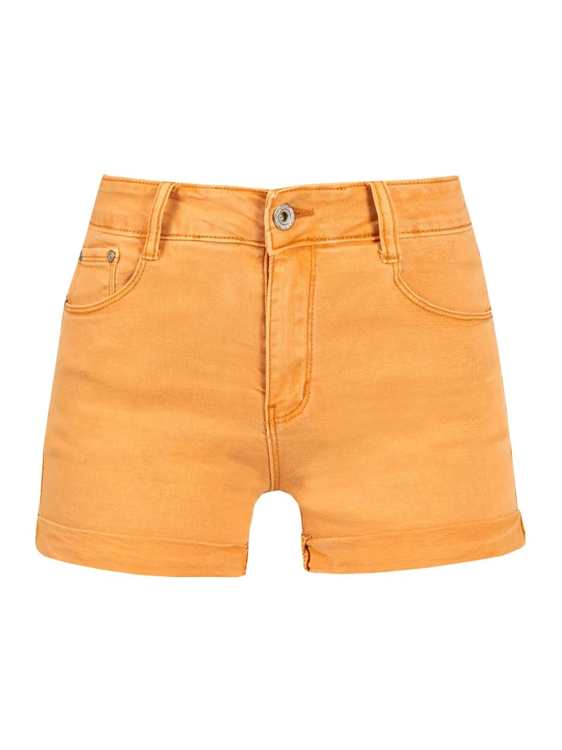 Shorts con risvolti in cotone - arancione
