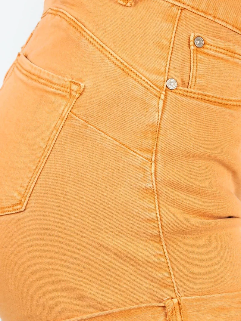 Shorts con risvolti in cotone - arancione