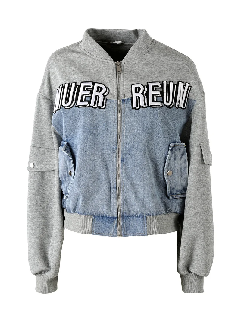 Giacca in jeans da donna con dettagli in felpa - jeans