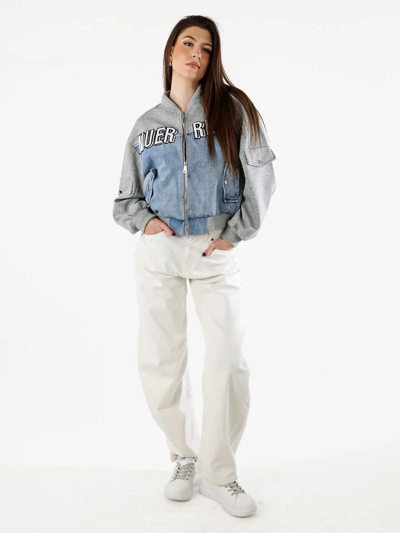 Giacca in jeans da donna con dettagli in felpa - jeans