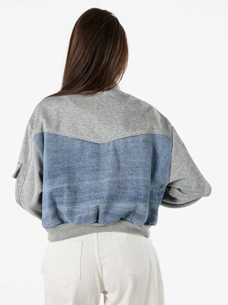 Giacca in jeans da donna con dettagli in felpa - jeans
