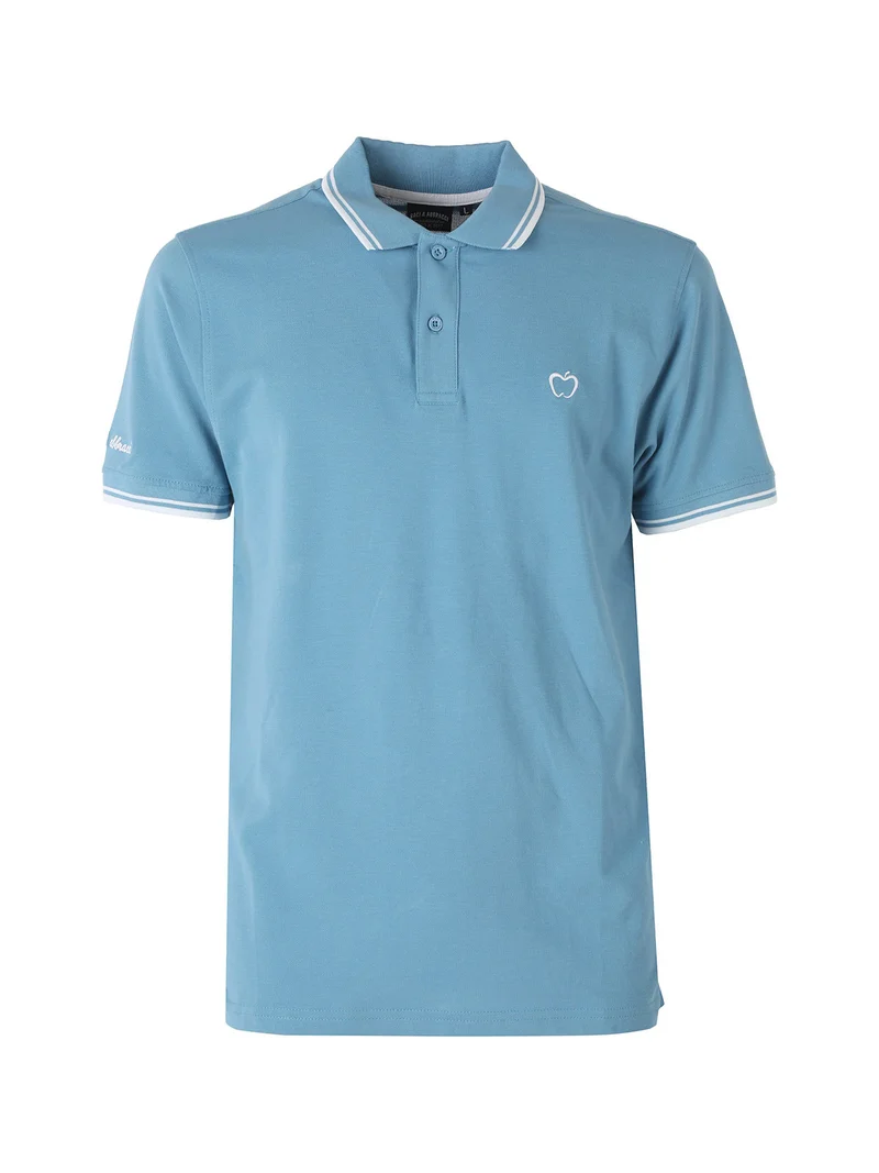 Polo da uomo in cotone a maniche corte - azzurro