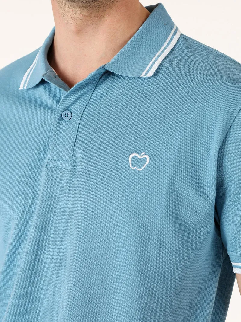 Polo da uomo in cotone a maniche corte - azzurro