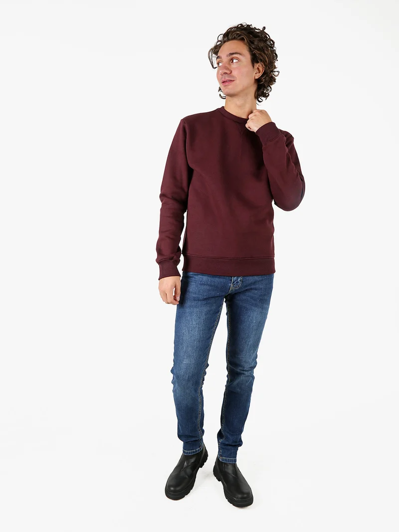 Felpa girocollo da uomo - bordeaux