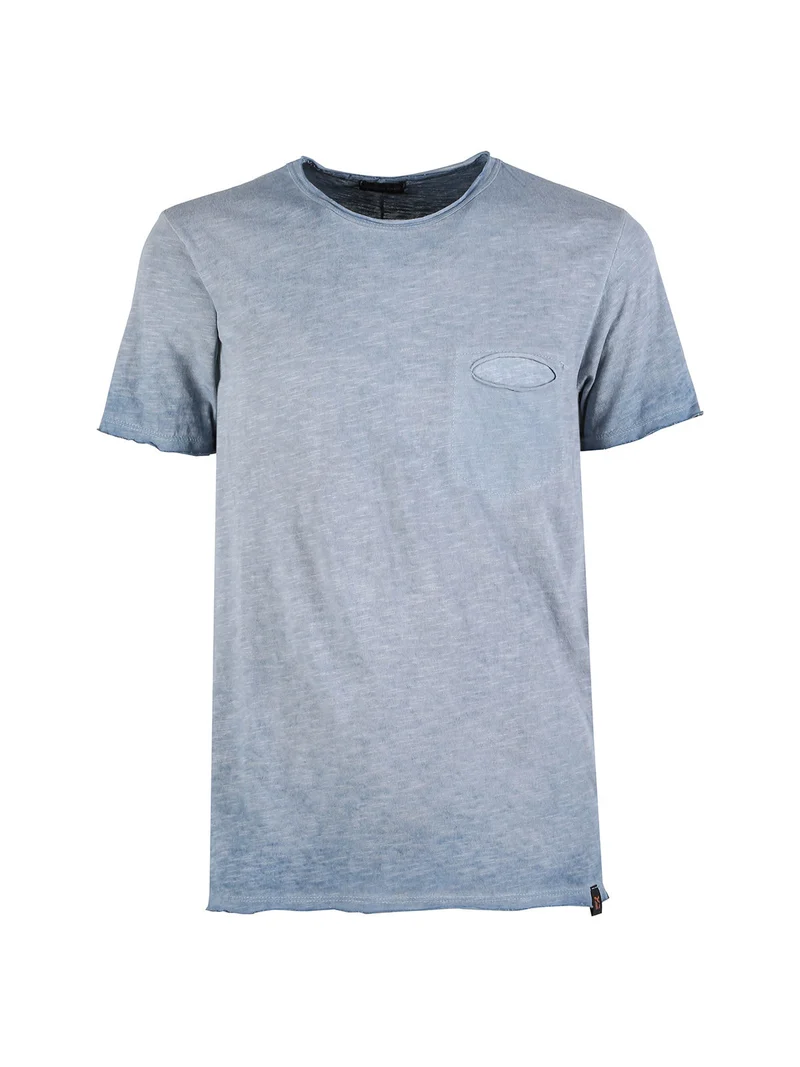 T-shirt uomo in cotone con taschino - blu