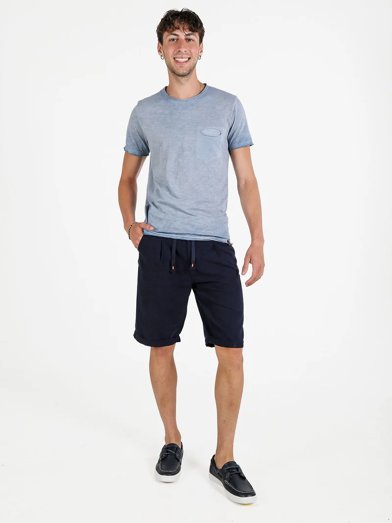 T-shirt uomo in cotone con taschino - blu