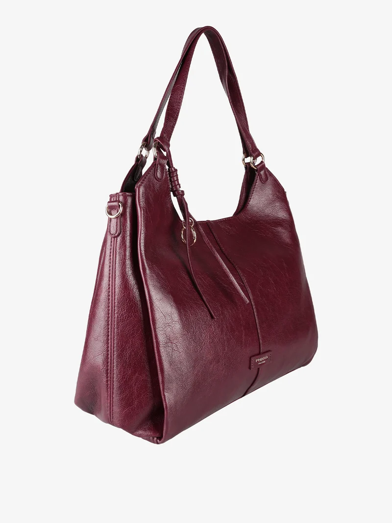 Borsa hobo da donna con doppi manici - bordeaux