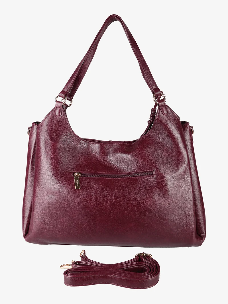 Borsa hobo da donna con doppi manici - bordeaux