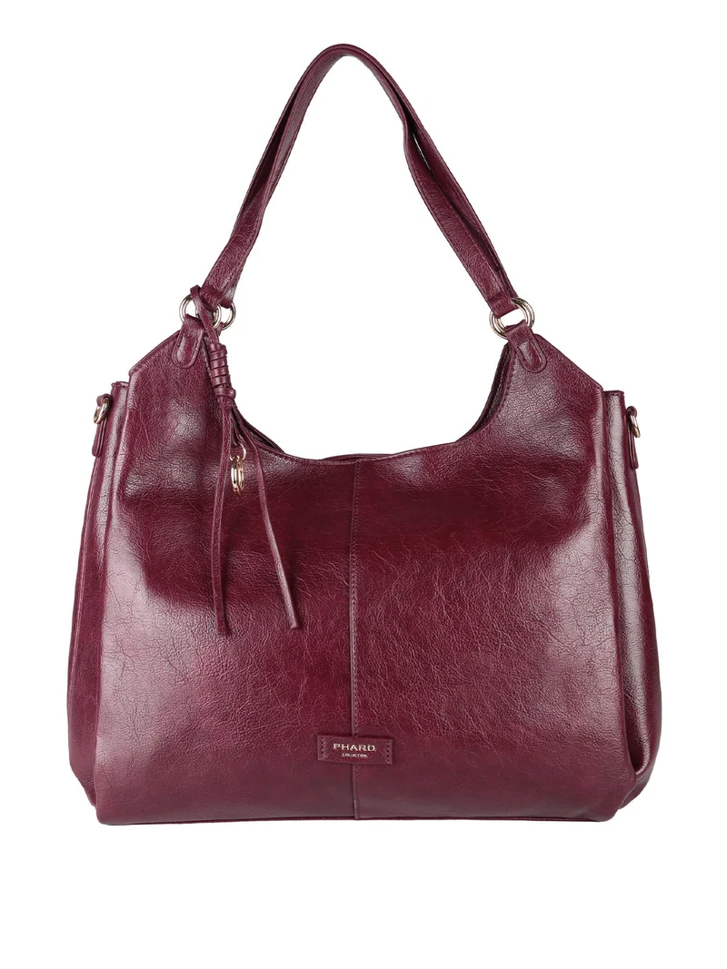 Borsa hobo da donna con doppi manici - bordeaux