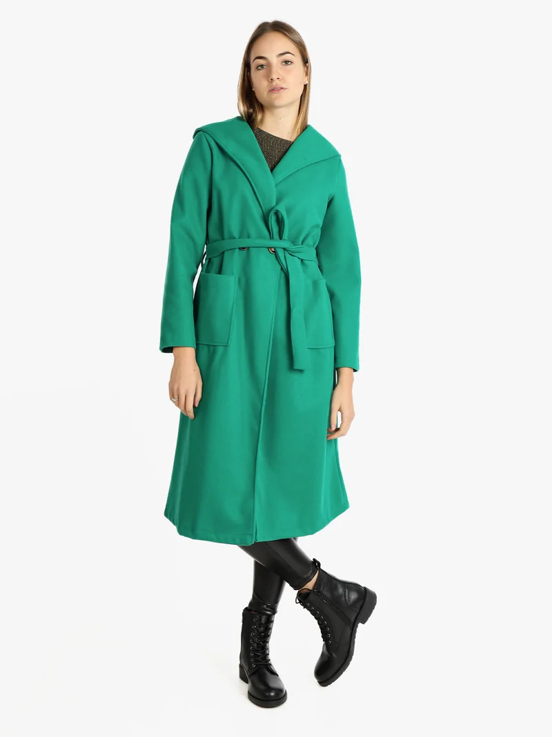 Cappotto classico donna con cappuccio - verde