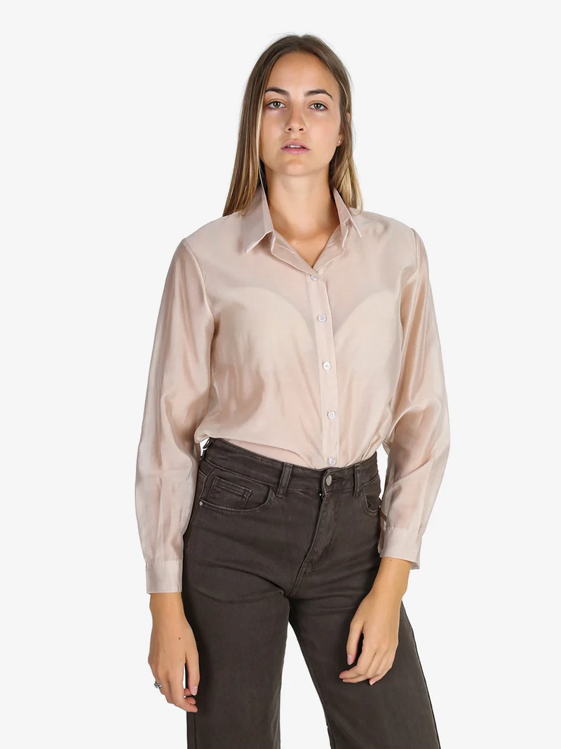 Camicia donna a maniche lunghe - beige