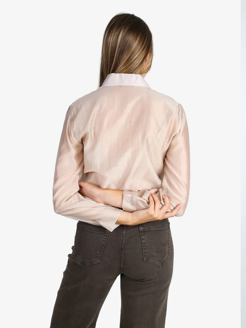 Camicia donna a maniche lunghe - beige