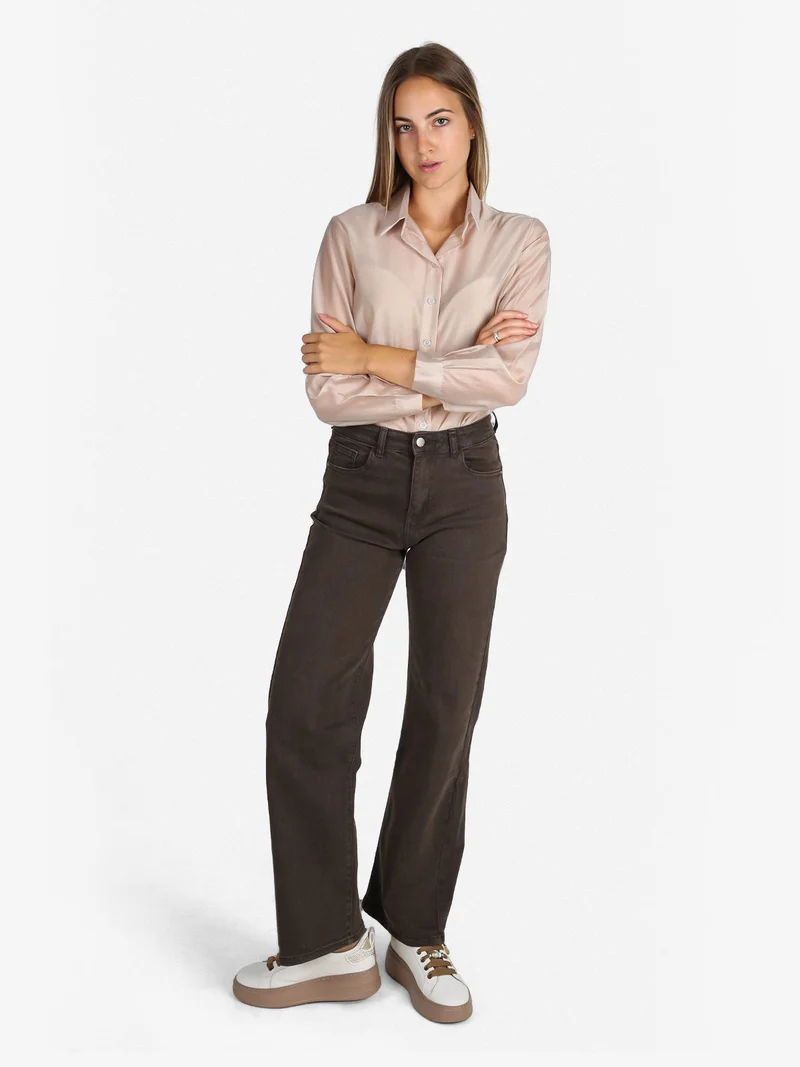 Camicia donna a maniche lunghe - beige