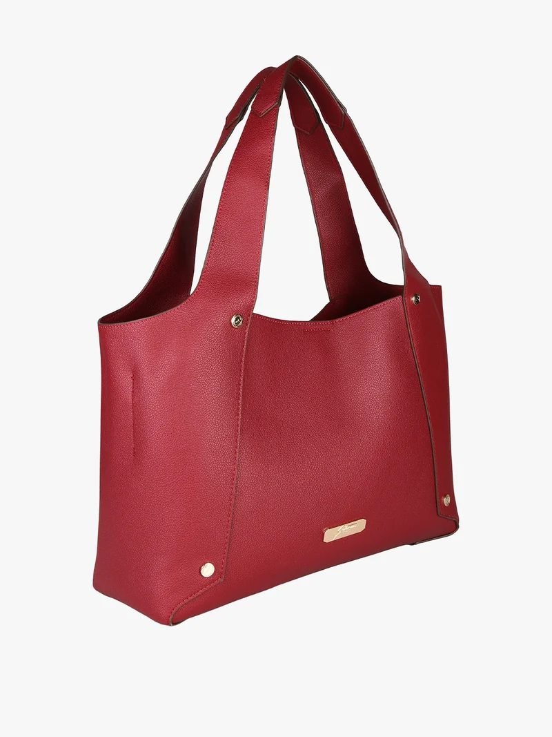 Borsa donna in ecopelle con doppi manici - rosso