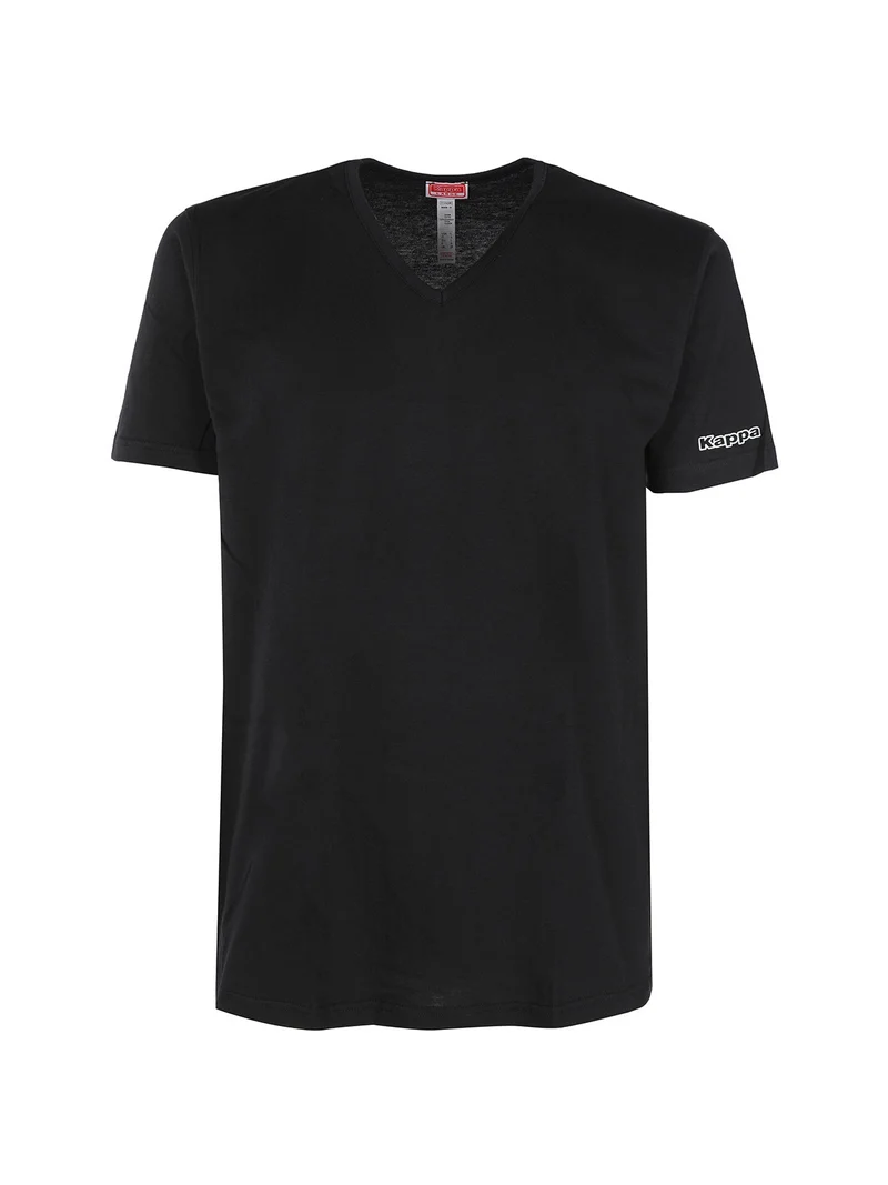 T-shirt intima da uomo in cotone scollo V - nero
