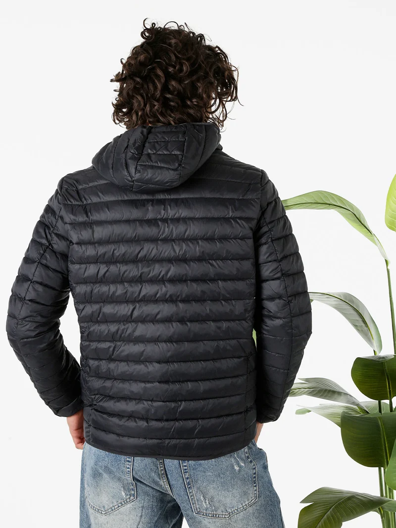 Giubbino da uomo modello 100 grammi con cappuccio e zip - nero