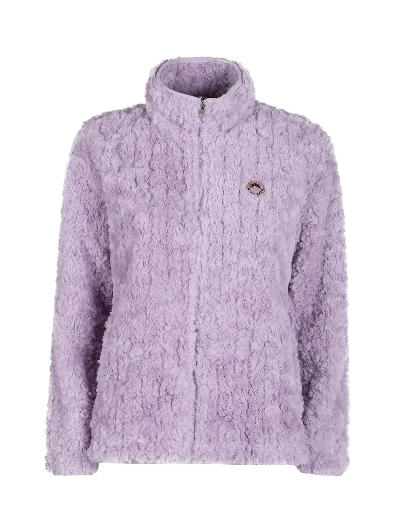 Giacca donna sportiva in ecopelo con zip - lilla