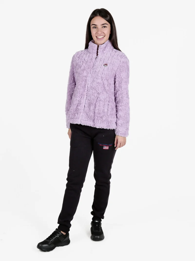 Giacca donna sportiva in ecopelo con zip - lilla