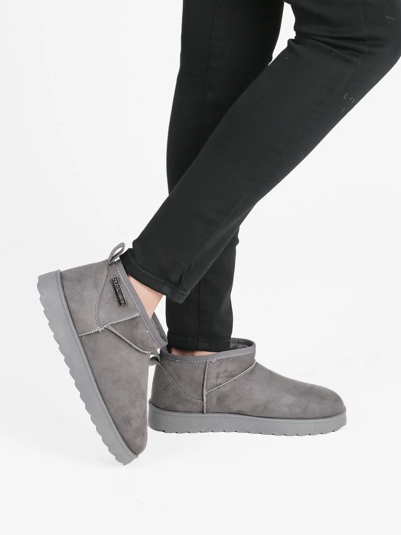 Stivaletti donna in tessuto scamosciato con interno in ecopelo - grigio