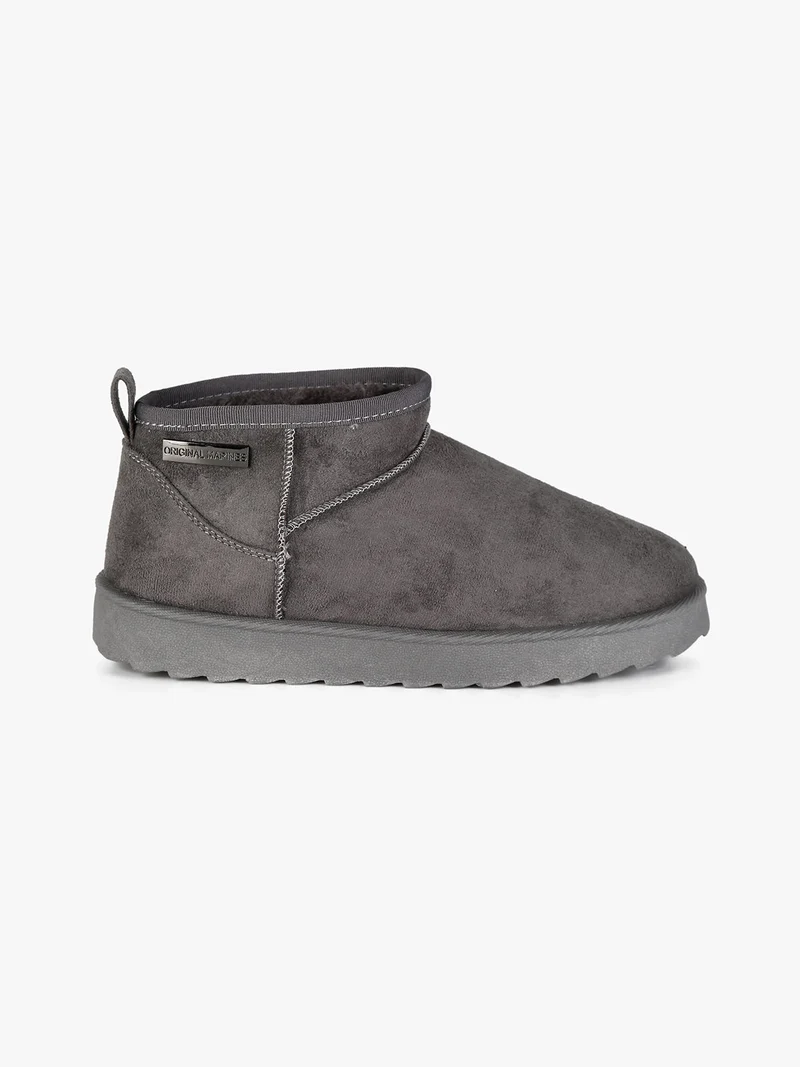Stivaletti donna in tessuto scamosciato con interno in ecopelo - grigio