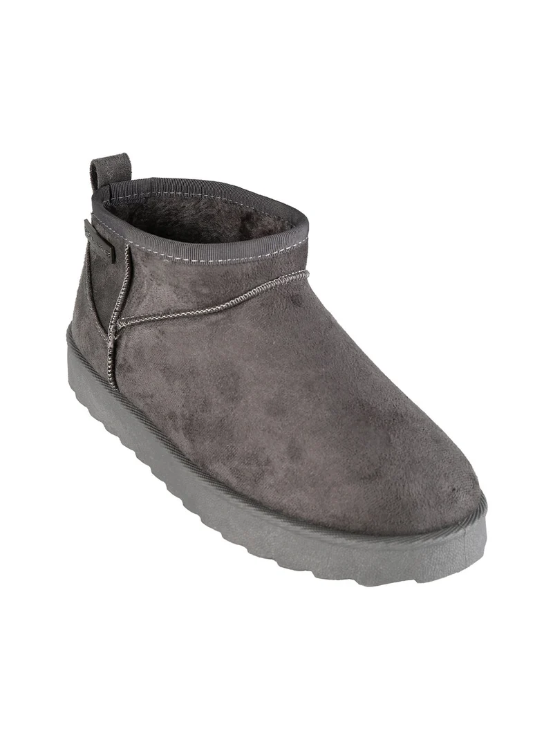 Stivaletti donna in tessuto scamosciato con interno in ecopelo - grigio