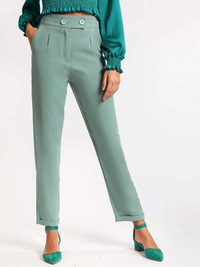 Pantaloni eleganti a palloncino con vita alta - acqua marina