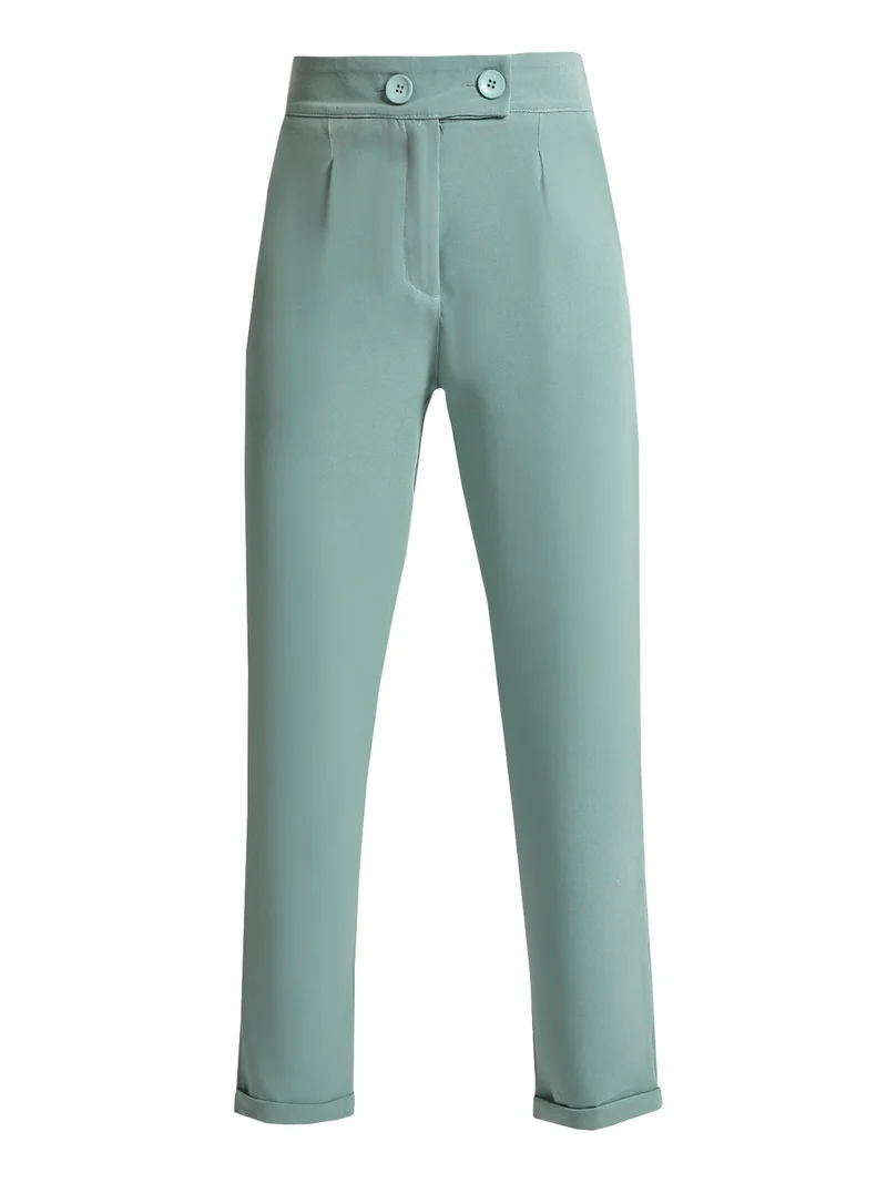Pantaloni eleganti a palloncino con vita alta - acqua marina