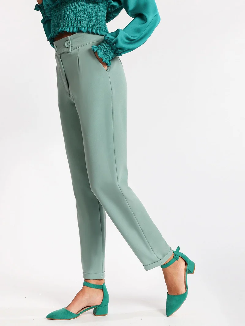 Pantaloni eleganti a palloncino con vita alta - acqua marina