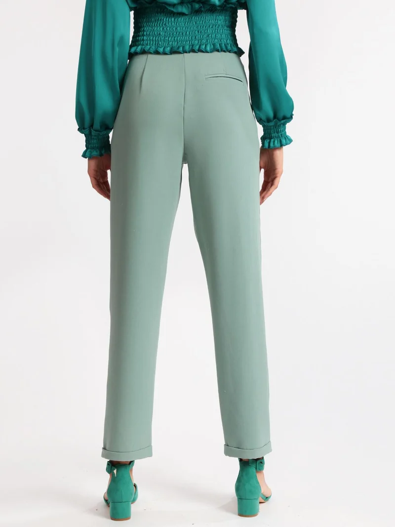 Pantaloni eleganti a palloncino con vita alta - acqua marina