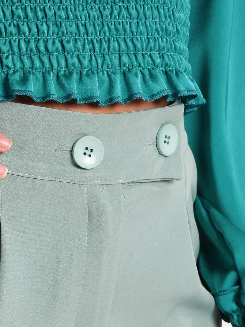 Pantaloni eleganti a palloncino con vita alta - acqua marina