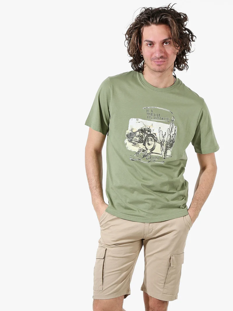 T-shirt in cotone da uomo con stampa - militare