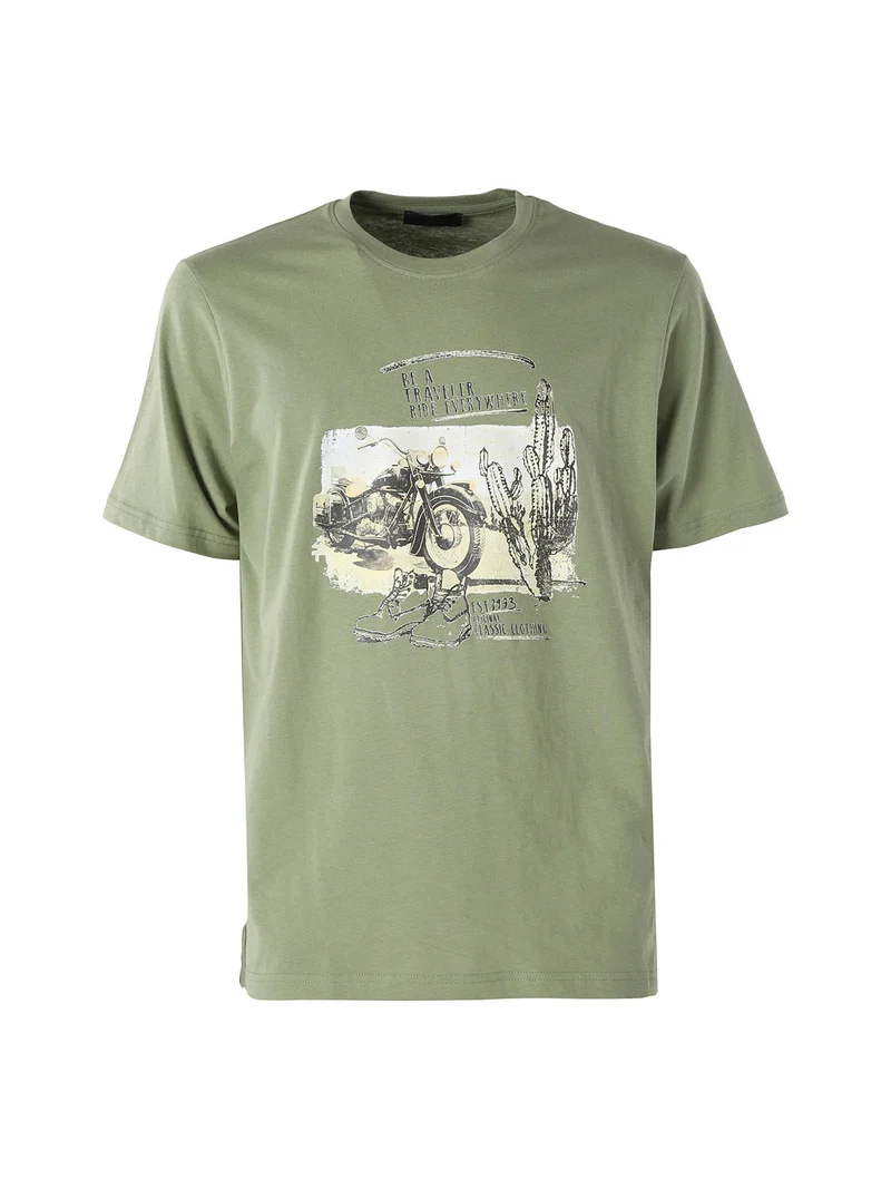 T-shirt in cotone da uomo con stampa - militare