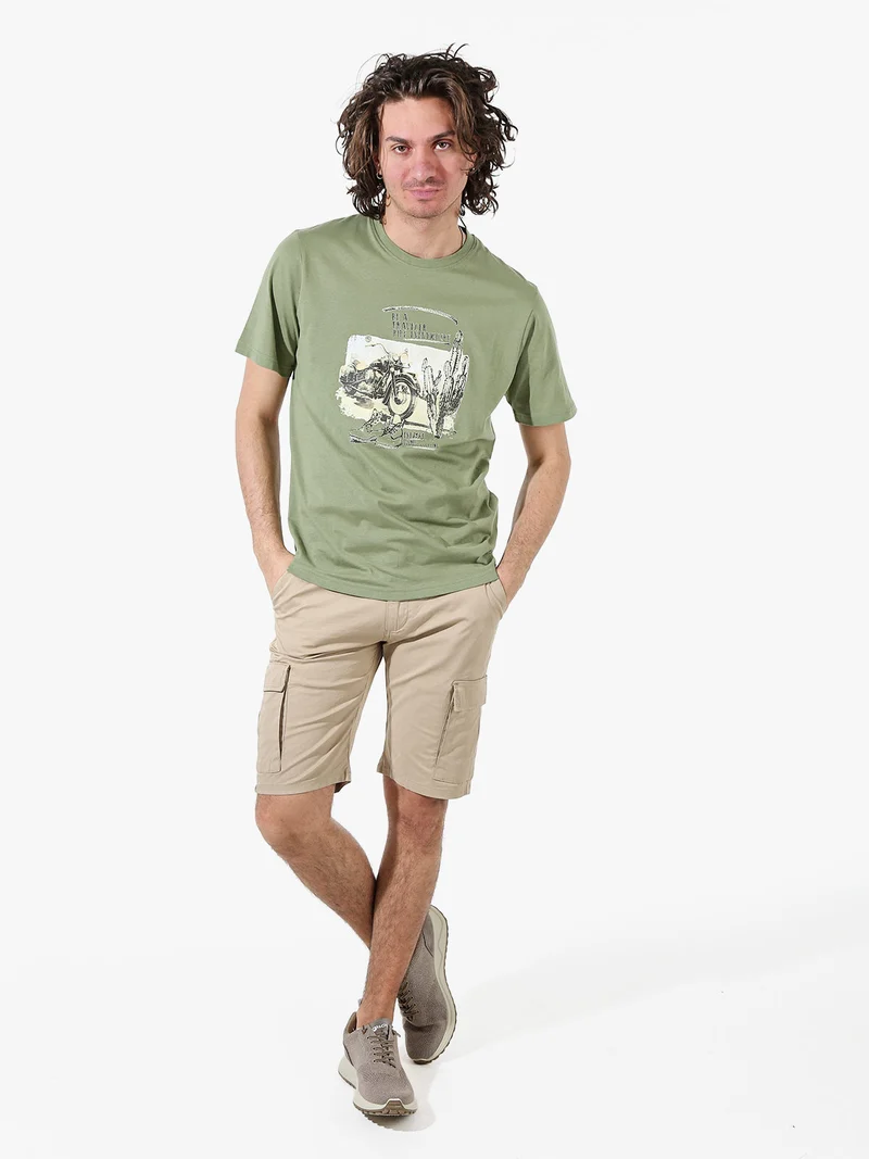 T-shirt in cotone da uomo con stampa - militare