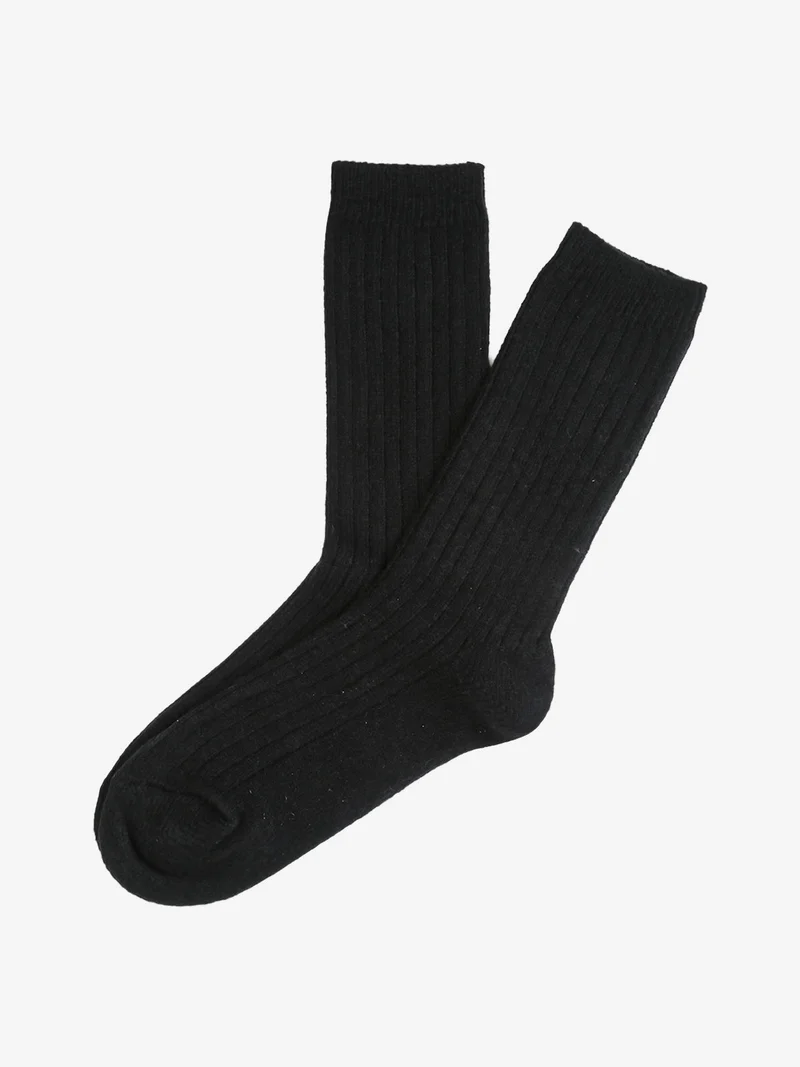 Calze midi da donna morbide a costine - nero