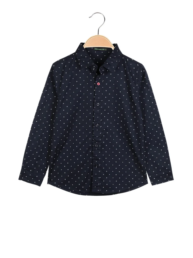 Camicia da bambino a pois - blu scuro
