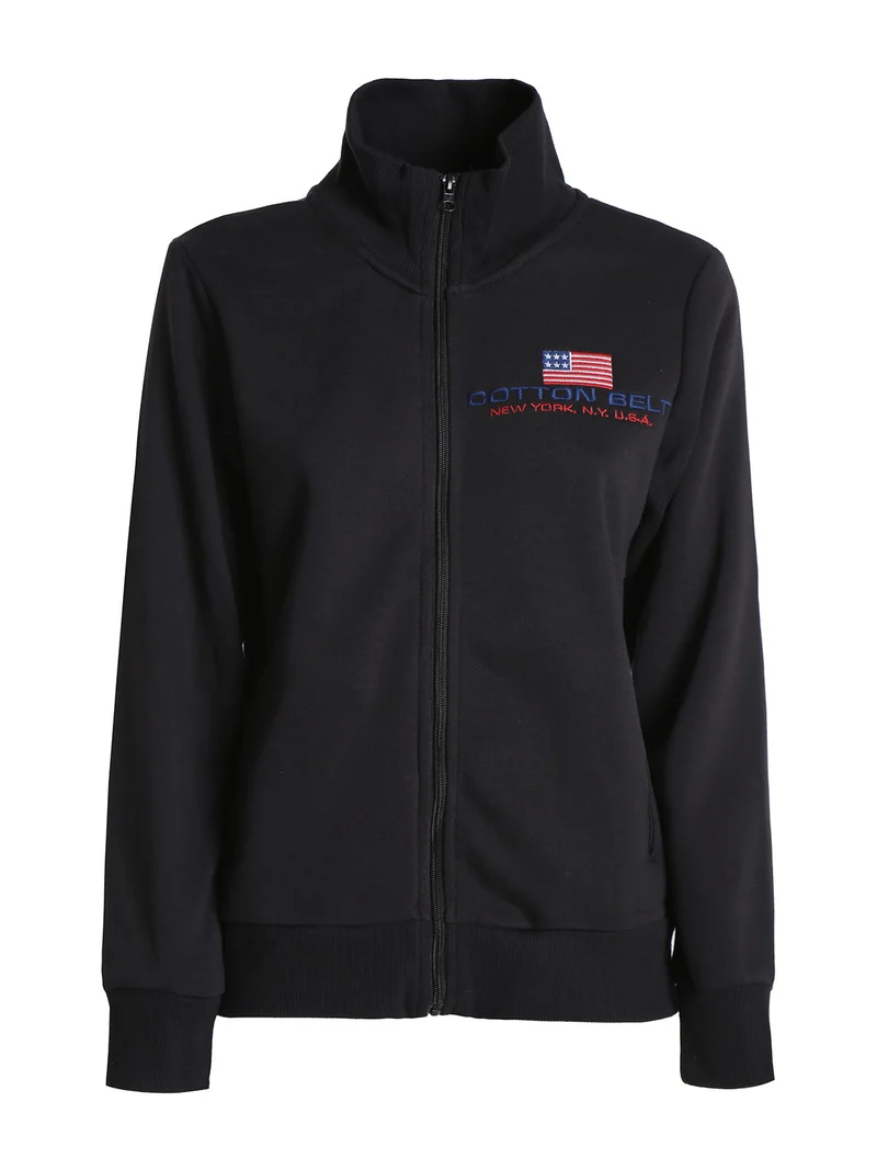 Felpa pesante da donna full zip - nero