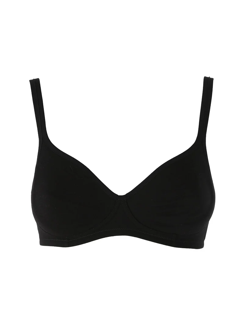 CANNELLA Reggiseno con coppe preformate con rinforzo imbottito in cotone COPPA B - nero