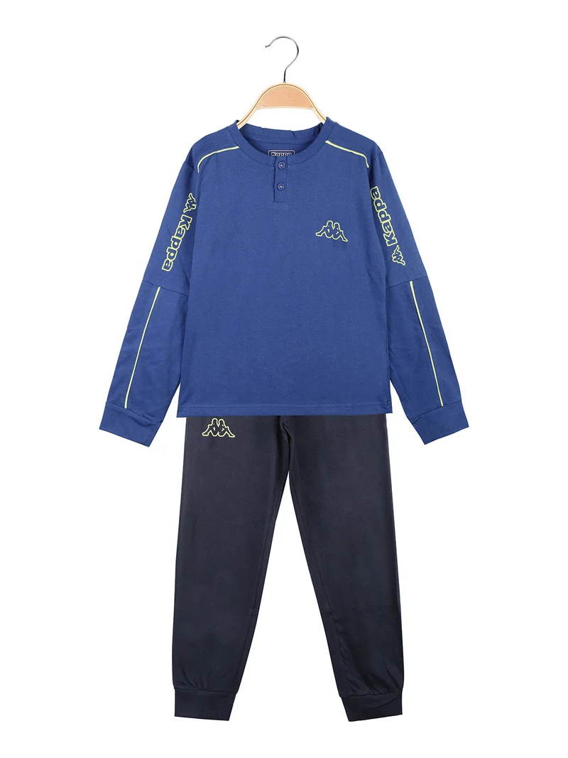 Pigiama lungo da ragazzo in misto cotone - blu