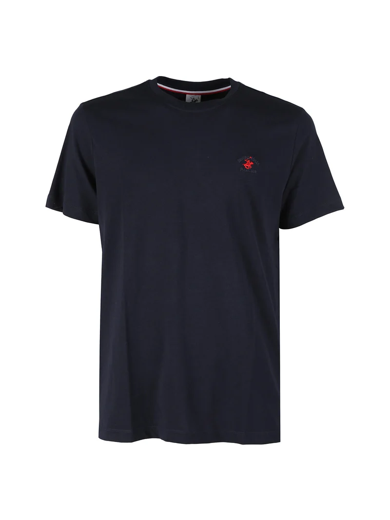 T-shirt girocollo da uomo in cotone - blu scuro